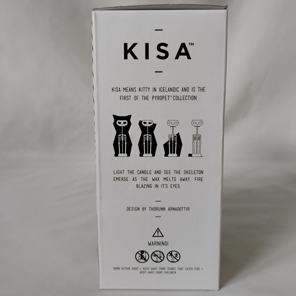 PyroPet Kisa Geometric Unscented Black Cat Candle with Metal Skeleton Halloween - Picture 7 of 16